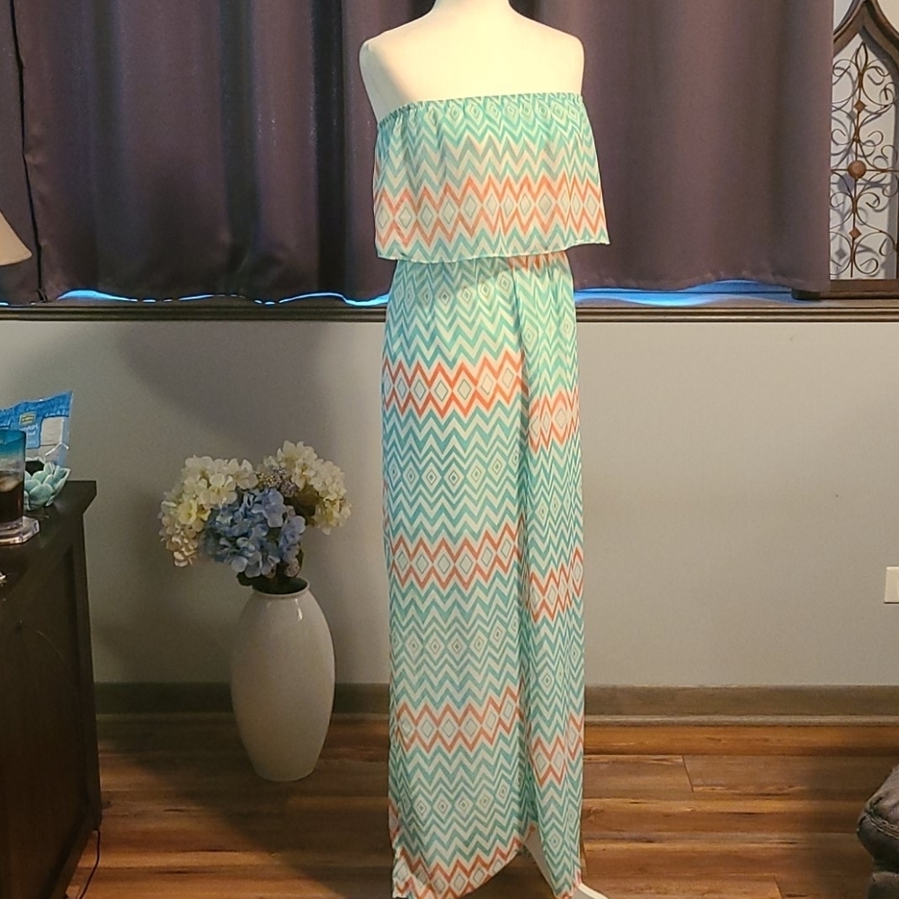 Ekklesia Multicolored Strapless Chevron Jumpsuit - Ladies Small